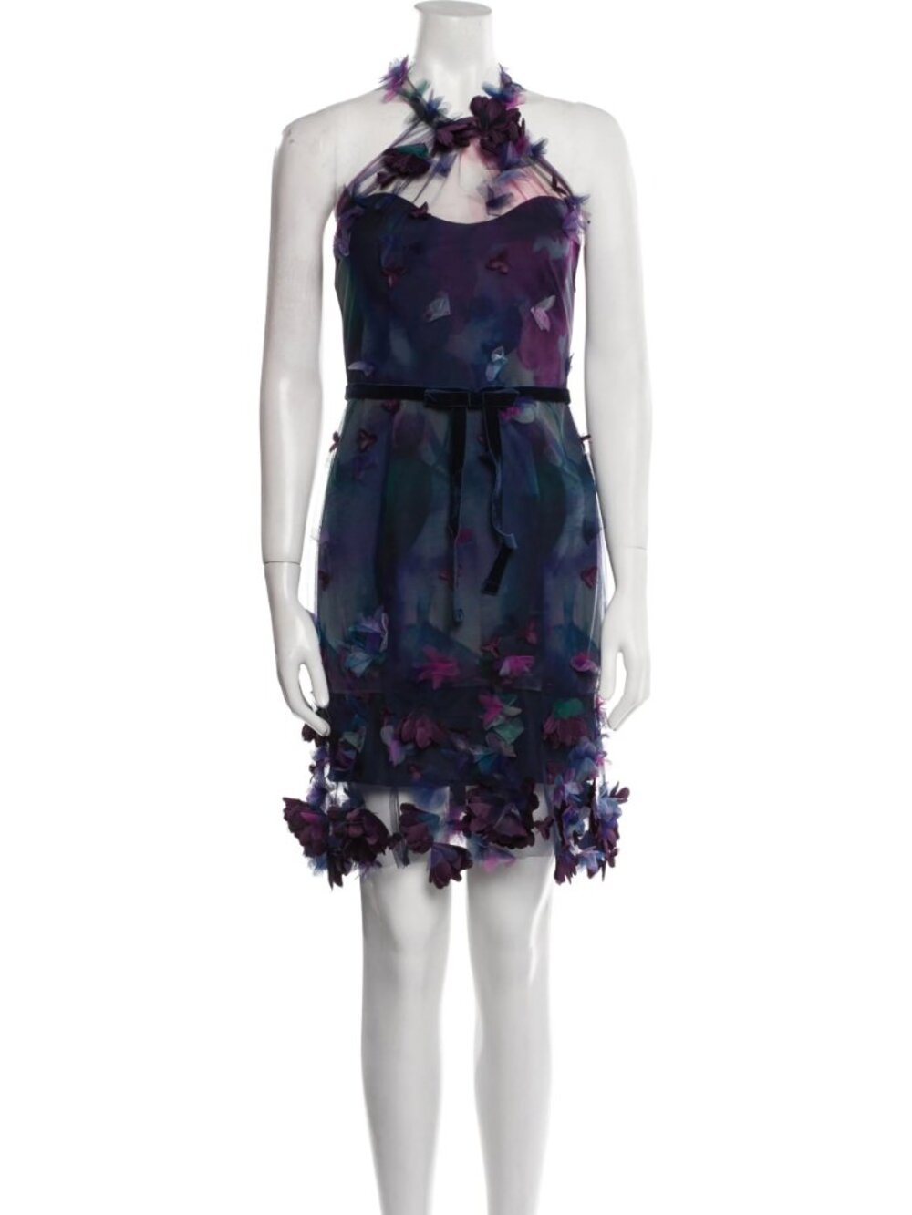 Marchesa Notte Floral Tulle Dress 3D Butterflies